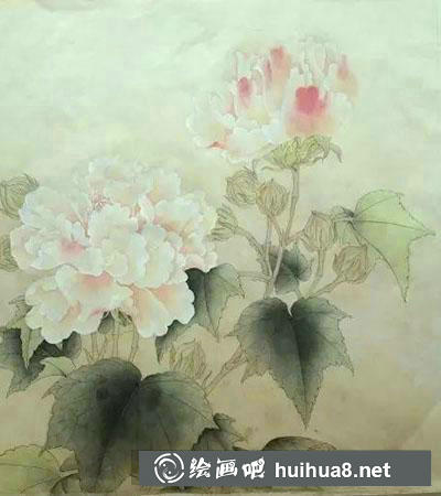 工筆畫教程怎么畫紅芙蓉