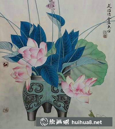 荷花《花溢清香》的繪制方法