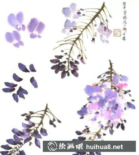 紫藤國畫過程