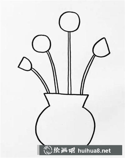 瓶插鮮花簡筆畫