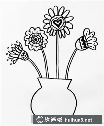 瓶插鮮花簡筆畫