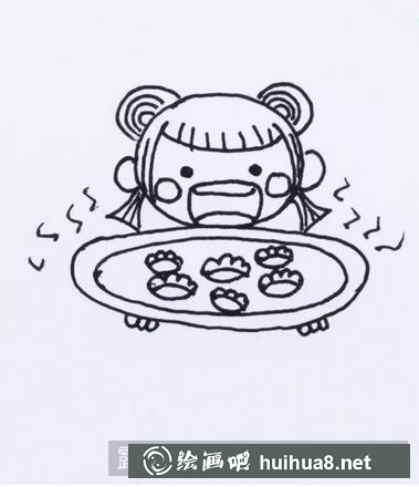 吃餃子兒童畫