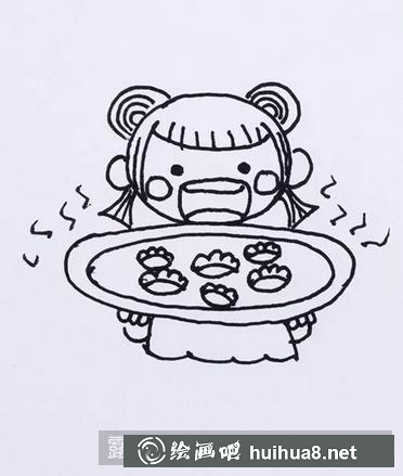吃餃子兒童畫