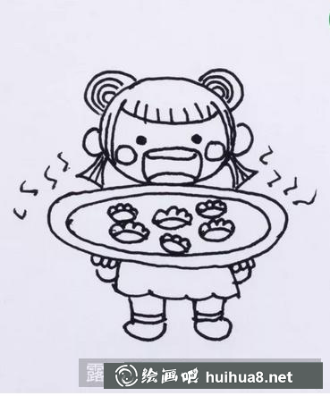 吃餃子兒童畫
