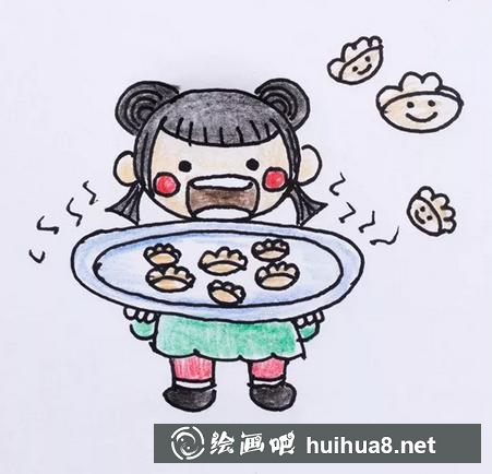 吃餃子兒童畫
