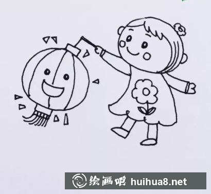 點燈籠兒童畫