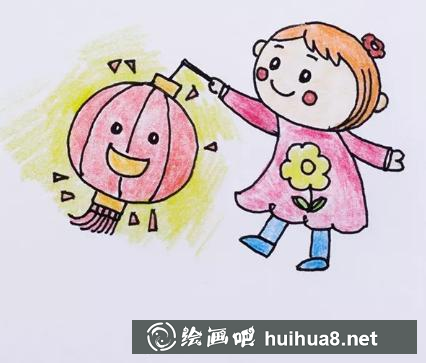 點燈籠兒童畫