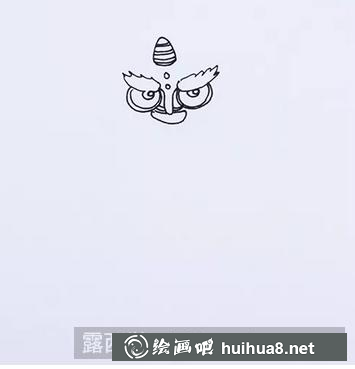 舞獅子兒童畫
