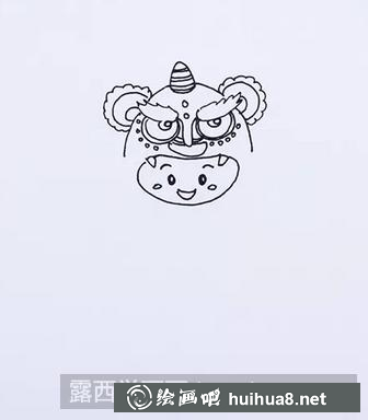 舞獅子兒童畫
