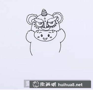 舞獅子兒童畫