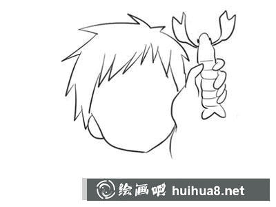 簡筆畫教程怎么畫抓龍蝦的男孩