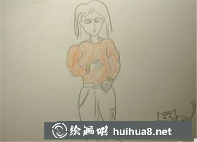 一個小女孩和一只貓