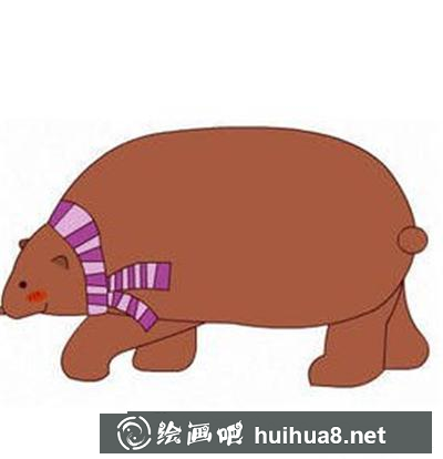 冬天戴圍巾的熊的畫法