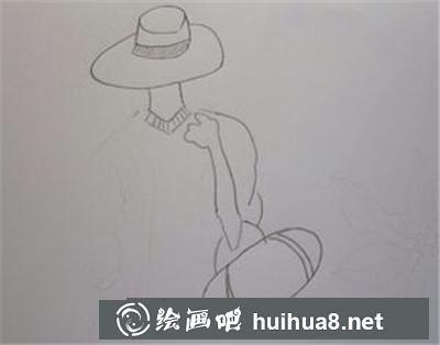 戴帽子賞花的姑娘