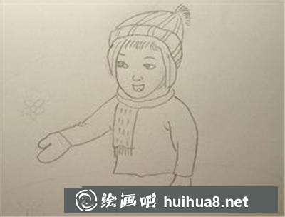 兒童畫教程：冬天看冰花的女孩