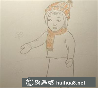兒童畫教程：冬天看冰花的女孩