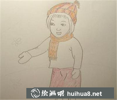 兒童畫教程：冬天看冰花的女孩