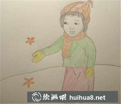 兒童畫教程：冬天看冰花的女孩