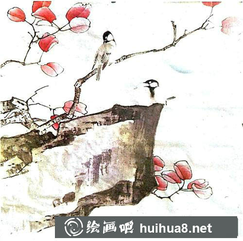 白臉山雀工筆畫(huà)