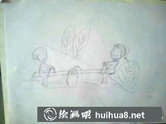 兒童繪畫教程：玩蹺蹺板女孩畫法
