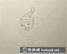 兒童畫冬天滑雪小男孩教程