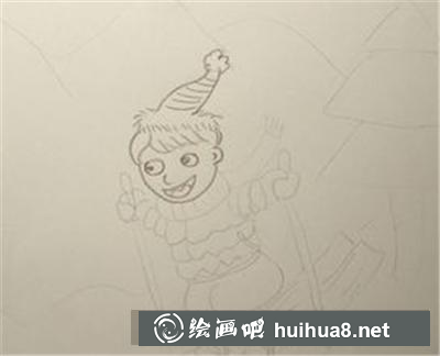 冬天滑雪的小男孩
