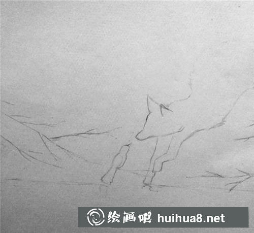 狐貍和鳥(niǎo)兒水粉畫(huà)