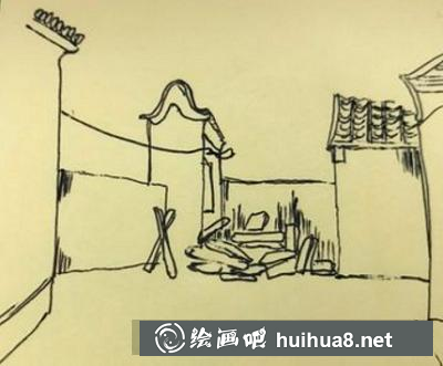 徽派小院速寫周圍建筑