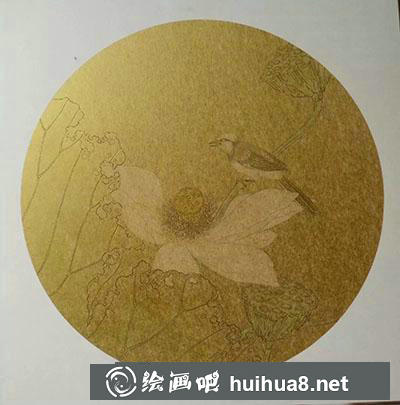 工筆畫教程怎么畫秋荷鹡鸰圖