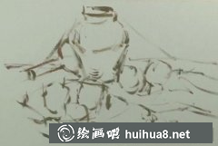 水粉靜物繪制：罐盤果繪教程