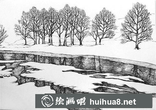 雪河鋼筆畫