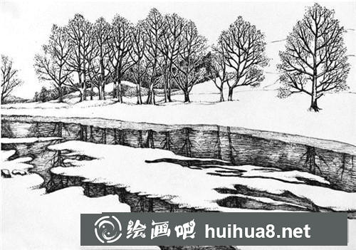 雪河鋼筆畫