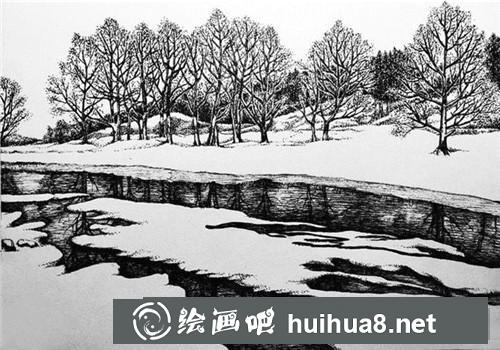 雪河鋼筆畫