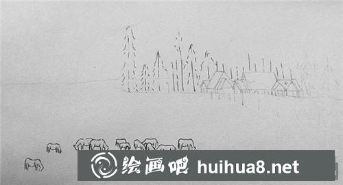 牧民的家鋼筆畫