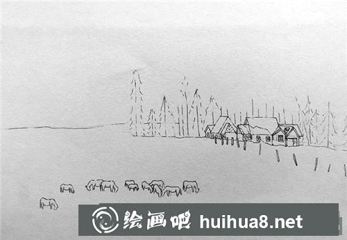 牧民的家鋼筆畫