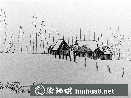 牧民的家鋼筆畫
