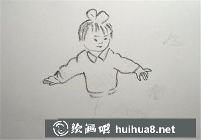 踢毽子的小女孩