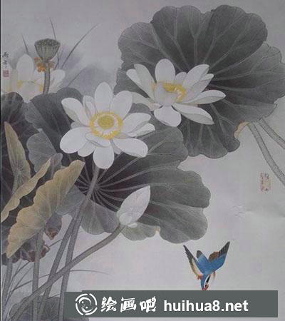 怎么畫工筆畫荷花與翠鳥 怎么畫工筆畫荷花與翠鳥