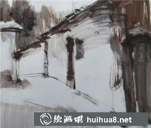 水粉畫鄉(xiāng)村老房子教程