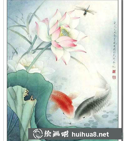 工筆畫教程:怎么畫《鯉魚荷花》 工筆畫教程:怎么畫《鯉魚荷花》