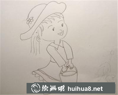 提水澆花的女孩