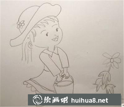 提水澆花的女孩