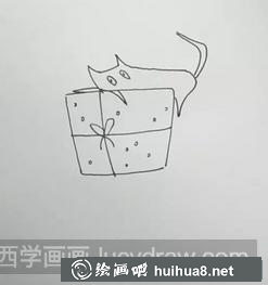 貓和禮盒兒童畫