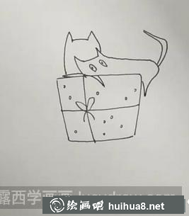 貓和禮盒兒童畫