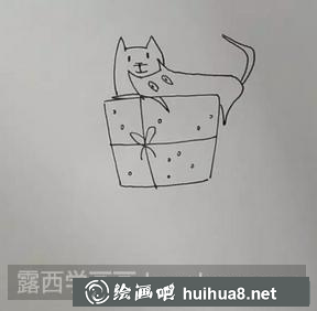 貓和禮盒兒童畫