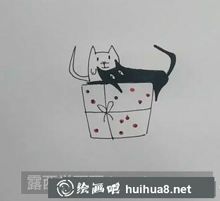 貓和禮盒兒童畫