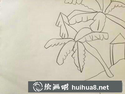 海灘風(fēng)景兒童畫教程