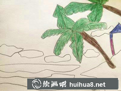 海灘風(fēng)景兒童畫教程