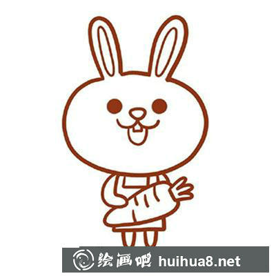 兒童畫教程：怎么繪制拿蘿卜的小兔子