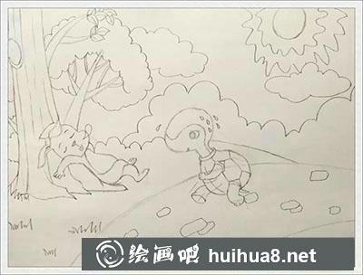兒童畫教程：教你畫龜兔賽跑